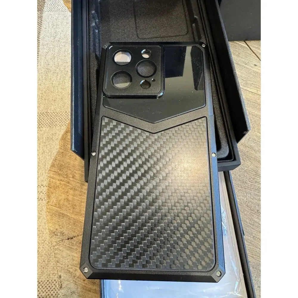 Hualimei Metal Carbon Fiber Phone Case I Phone 15 Pro Max Black